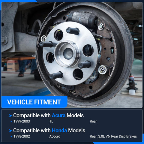 Rear Wheel Bearing And Hub Assembly With ABS, 5 Lug Fits 1999-2003 Acura TL And 1998-2002 Honda Accord Rear Left And Right Sides