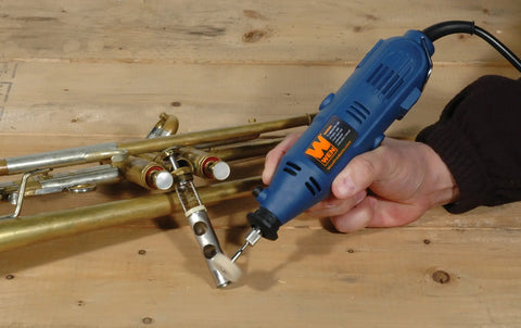 Variable Speed Rotary Tool Kit With 100-Piece Accessories For Cutting Sanding Polishing Grinding And More, 8,000 To 30,000 RPM in use polishing brass instrument