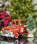 Red Metal Christmas Pickup Truck Outdoor Decor With Tree In Bed Totally Lit Powder Coated Weatherproof Metal Construction 18 Inch