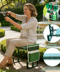 Person using Adjustable Garden Kneeler And Seat With Foldable Frame Wide Kneeling Pad And Two Tool Pouches Five Height Settings