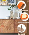 Orange Leather Drawer Pulls 4 Pack For Dresser Cabinets Cupboards And Closet Doors With 3.7 Inch Hole Center Leather Knobs And Screws