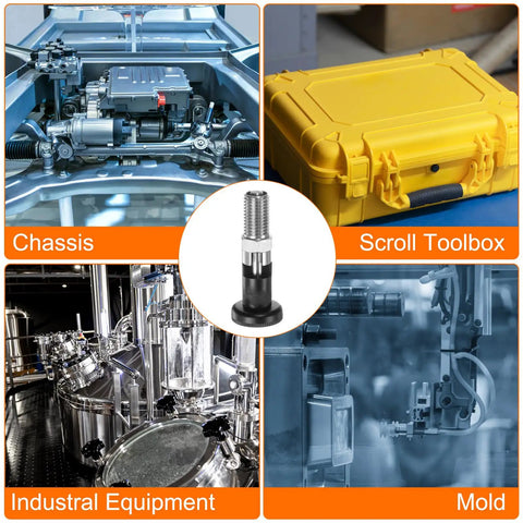 Pro Grade Three Pack Stainless Steel Ball Nose Spring Plungers With M12x1.5 Threads And A Six Millimeter Pin Diameter Self Locking Retractable Index Hardware Built Tough For Zero Hassle Jobs shown in industrial equipment and toolbox.