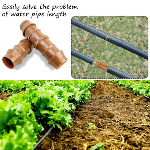25 Pack Drip Irrigation Barbed Couplings Fittings For 1/2 Inch Tubing No Fuss Install Hose Line Connectors with lettuce plants