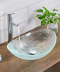 USZWBY Bathroom Vessel Sink Vanity Tempered Glass Vessel Bowl Sink Oval Transparent Countertop Sink Bowl Above Counter Sink Art Basin with faucet