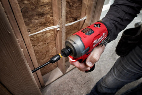 Person using M12 FUEL Surge Compact Lithium Ion One Quarter Inch Cordless Hex Hydraulic Driver Tool Only with Four Mode Drive Control