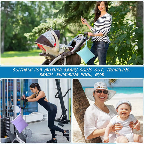 4 Pack Wet Dry Diaper Bags For Baby Cloth Diapers And Swim Gear Waterproof Reusable Travel Organizer in use at park and beach