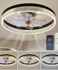 Low Profile Flush Mount Ceiling Fan With Light And Remote Control, 20 Inch DC Quiet 6 Speed Ceiling Fan, Dimmable LED Light, App And Remote, Energy Efficient Black