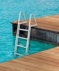 Removable Dock Ladder With 5 Steps And 350 Lbs Load Capacity For Pontoon Boats 4 Inch Wide Nonslip Pedals All Aluminum Design Built For Ship Lake Pool And Marine Boarding on dock