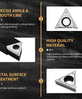 Five Piece One Half Inch Indexable Carbide Turning Inserts Holder Set For Lathes With Replaceable Tips And Rotatable Edges Includes Carbide Inserts TCMT16T304 And Spare Screws For Lathe Tools image showing precise angle and quality material.