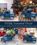 Old School Blue Metal Truck Planter Decor For Farmhouse Tables And Desks Rustic Country Style with holiday decorations