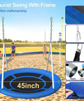 Heavy Duty Saucer Swing Set For Backyard 500lbs Capacity Outdoor Metal Frame Playground Equipment With 45 Inch Round Swing