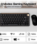 75 Percent Mechanical Keyboard With Top Shelf Frosted Acrylic Casing And Creamy Gasket Mount Smooth Wireless Gaming Board With Massive Battery Life RGB Shine Through Caps Hot Swappable Switches And Full NKRO Support In Matte Black, shown with a mouse.