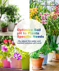 Collage of potted plants showcasing the use of PH Up and Down Control Kit with 9oz and 9oz Buffer Solutions for Hydroponics, Soil Gardening and Pools Easy PH Calibration Stable Nutrient Balance and Quick Adjustments for Plants.