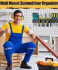 Two Pack 15.75 Inch Heavy Duty Wall Mount Screwdriver Organizer And Pliers Rack Metal Tool Holder installed on pegboard