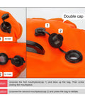 Swim Buoy For Open Water Swimmers With Adjustable Waist Belt Waterproof 28L Dry Bag showing double cap system