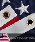 Close-up of American Flag 3x5ft Heavy Duty Outdoor Nylon Flag with Embroidered Stars and Brass Grommets Double Stitched Canvas