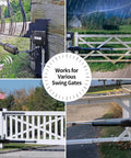 Beefy Heavy Duty Single Swing Gate Opener For Gates Up To 18 Feet Electric Driveway Gate Operator with Remote installed on gates