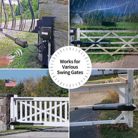 Beefy Heavy Duty Single Swing Gate Opener For Gates Up To 18 Feet Electric Driveway Gate Operator with Remote installed on gates