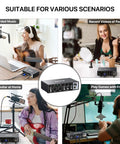 2x2 USB Audio Interface For Recording Music, 24 Bit 192 KHz, versatile use in studio and podcast setups, play and record music.