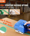 Top Shelf Portable Electric Strapping Machine For Smooth PP And PET Banding Operations With Dual Rechargeable Batteries And Clear Digital Screen For Zero Sweat Box And Pallet Packing Tasks with PET and PP strapping options shown.