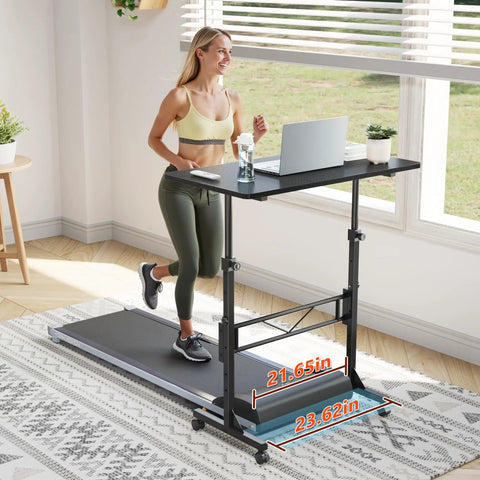 32 Inch Portable Standing Desk On Wheels, Adjustable Height Sit Stand Desk For Small Spaces, Mobile Home Office Desk For Bedroom
