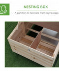 No Sweat Wooden Chicken Coop With Hinged Nesting Box And Removable Egg Tray featuring partition for laying eggs.