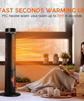 36 Inch Tower Space Heater For Large Rooms With 1500W Ceramic Electric Fireplace Effect, Adjustable Thermostat, Realistic 3D Flames, Smooth Oscillation And Wireless Remote Slams The Freeze Like A Champ warming a cozy living space.