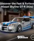 Nissan Skyline GTR R34 Speed Champions Racing Car Kit Inspired By 2 Fast 2 Furious Buildable Toy Model With Racer Minifigure