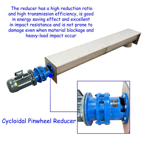 Rock Solid 304 Stainless Steel U Trough Auger Screw Conveyor Featuring A 9 Inch Helical Blade Driven By A Heavy Duty 220V 3 Phase 3KW Motor for material transfer with motor and reducer
