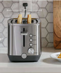 2 Slice Stainless Steel Toaster with Extra Wide Slots for Bagels, Bread, Waffles and More, 7 Shade Settings, Removable Crumb Tray, 850 Watts