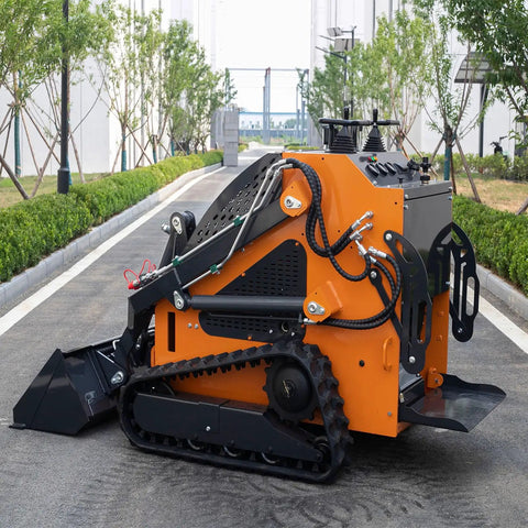 Tracked Mini Skid Steer Loader With Backhoe Attachment For Infrastructure Construction And Dock Loading On Urban Streets Hydraulic Lifting And Simple Control Panel Reliable All Terrain Workhorse For Job Sites compact on urban street