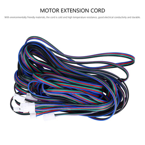 Professional Grade Five Pack Xh2 54 Four Pin Motor Extension Leads For Extruders And Servo Motors At Two Meters, colorful tinned copper cables.