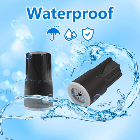 36 Pack Waterproof Wire Nut Connectors For Outdoor Electrical Wiring, Weatherproof Twist-On Caps shown on a water-themed background