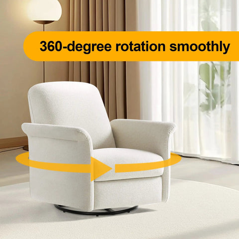 White recliner chair on 24 Inch Swivel Ring Base For Recliner Chair Replacement With 10 Inch Turntable Plate And 7.87 Inch Hole Spacing