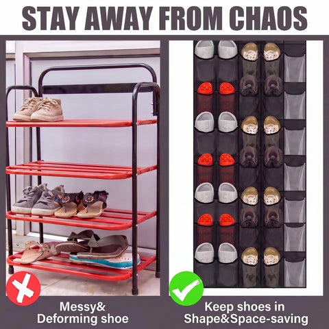 Smart Heavy Duty Over The Door Shoe Organizer Featuring Forty Roomy Mesh Pockets To Keep Sneakers Fresh While Clearing Closet And Entryway Clutter In Gray