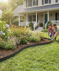 Couple installing 39Ft Flexible Landscape Edging Kit With 40 Heavy Duty 8 Inch Stakes 1.5 Inch High No Dig Garden Border