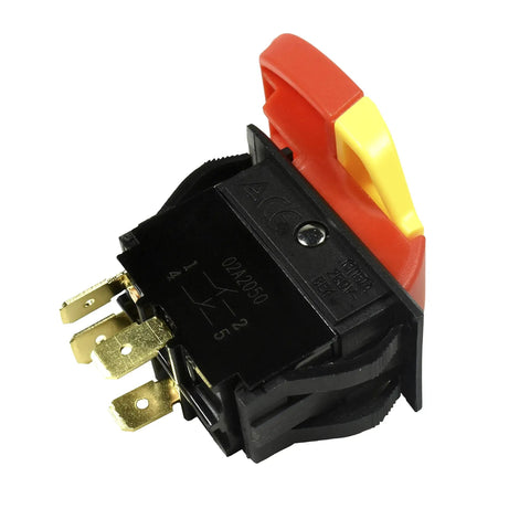 Top Shelf On Off Paddle Switch For Sears Craftsman 137 Table Saw And Drill Press With Removable Safety Key 20 Amp 125 Volt Ul Listed Workhorse Replacement Part 7 8 By 1 5 Inch Mounting Hole, close-up view.