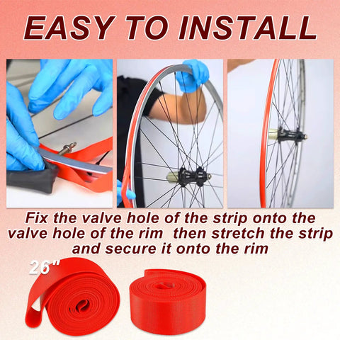 Rim Tape Set For Road And Mountain Bikes, 700C Fit, 18-20mm Tire Rim Strips, Durable PVC Rim Liner installation process.
