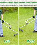 Upgraded Weedeater Handle With Ergonomic Trimmer Grip Extension for both right and left hand use, shown in lawn setting.