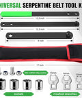 Universal Serpentine Belt Tool Kit With Bag For Easy Belt Removal And Tensioner Relief Includes Three Eighths Inch Drive Belt