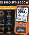 ZIBOO FT-2000W photovoltaic module tester showing max power, voltage, and current, perfect for rooftop solar panel testing.