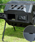 Dual Chamber 160L Compost Bin With 360 Degree Tumbling Rotating Composter for garden use, black, with ventilation system visible.