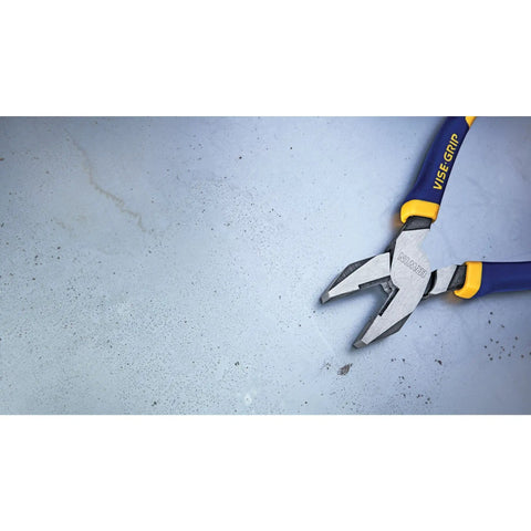North American Lineman Pliers 9-1/2 Inch Heavy Duty Workhorse with Induction Hardened Cutting Edge ProTouch Grips on concrete