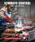 Upgrade Your DIY Game With This Awt 140A Mig Welder Machine in use, featuring synergic control for easy welding.