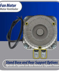 10W Refrigeration Condenser And Evaporator Motor 115V 60Hz 0.65A 1450 RPM With Base And 9 Inch Aluminum Fan Blade CCW Shaft