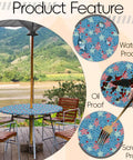 Heavy Duty Round Outdoor Tablecloth With Umbrella Hole And Zipper For 36 To 44 Inch Tables, Stain Resistant Polyester