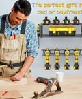 Heavy Duty Wall Mounted Power Tool Organizer 3 Tier Storage Rack For Cordless Drill Tools Strong Wire Mesh Top And Iron Support Space Saving Vertical Organizer Perfect Gift For Dad 2 Pack above workbench.