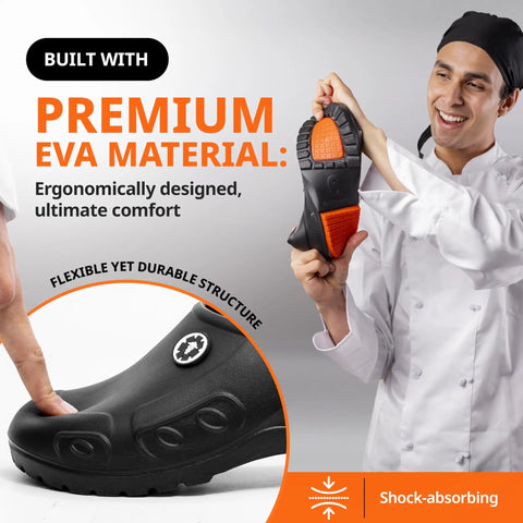 Solid Kickass Non Slip Work Clogs For Men And Women Slick Floor Proof Kitchen Nurse Gear With Plush Eva Insert Locked In Traction All Day Super Comfy Vibe