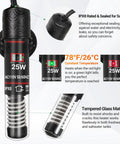 25W heater for All In One 3.5 Gallon Betta Tank Starter Kit With Back Filter, Adjustable Pump, Thermometer Strip shown in detail