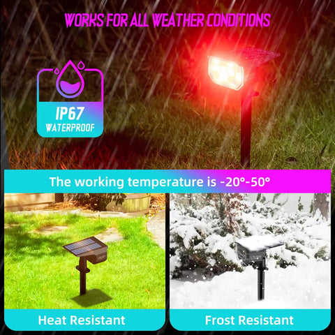 Solar Color Changing Outdoor Lights With 50 LED RGB Spots IP67 Waterproof Landscape Lighting for all weather conditions
